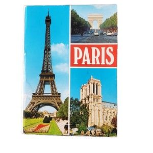 Vintage Paris Tourist Guide Souvenir Post Card Booklet 20 Pages Double-Sided